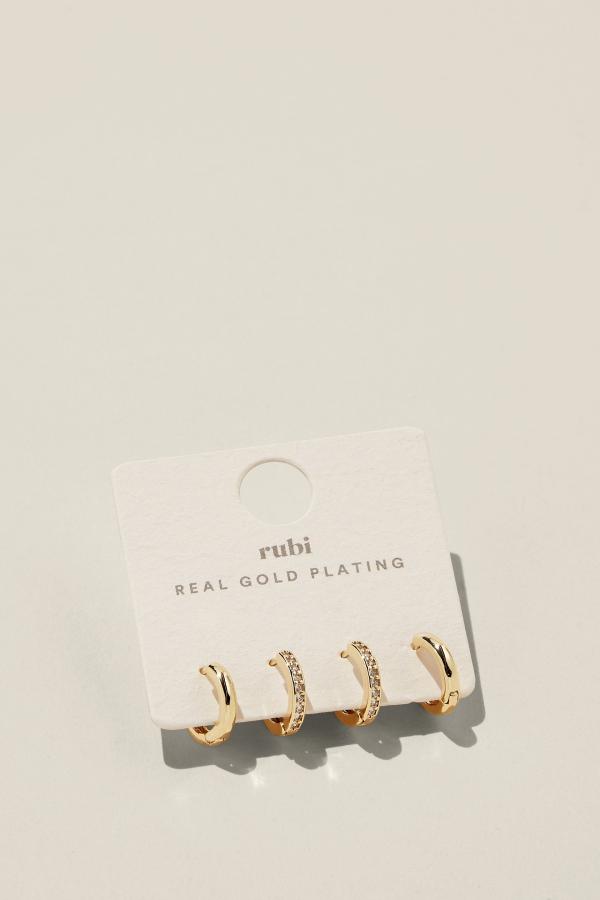 Rubi - 2Pk Small Earring - Gold plated diamante