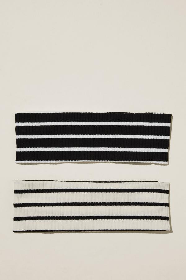 Rubi - 2Pk Soft Headband - Ecru and black stripe