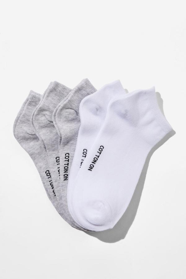 Rubi - 5Pk Ankle Sock - Grey mix