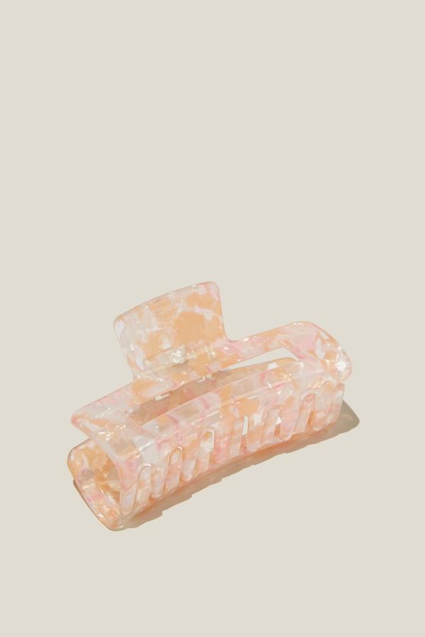 Rubi - Amber Hair Claw - Pink marble
