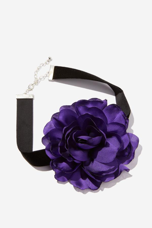 Rubi - Choker Necklace - Up purple flower choker