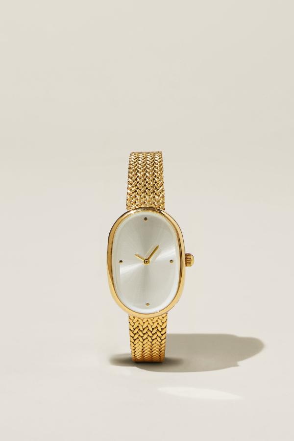 Rubi - Classic Watch - Gold plated oval braided band