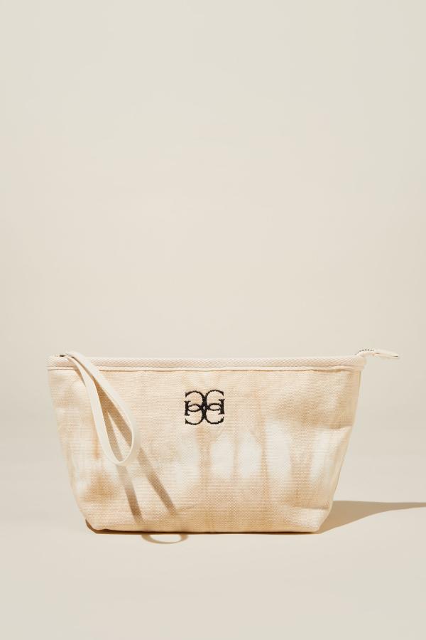 Rubi - Commuter Pouch - Monogram Personalisation - Taupe/white tie dye
