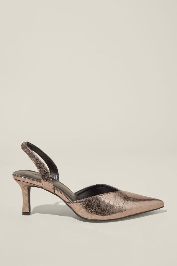 Rubi - Gigi Pointed Slingback - Pewter crinkle