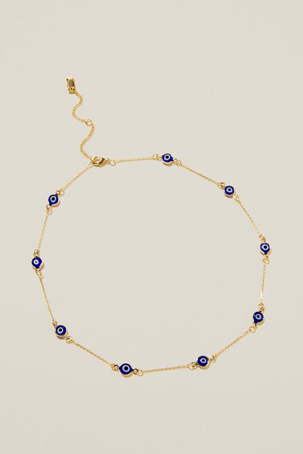 Rubi - Pendant Necklace - Gold plated multi glass evil eye