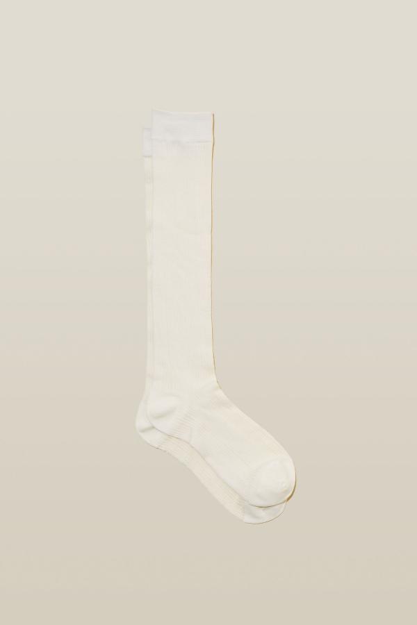 Rubi - Pointelle Knit Knee High Sock - White