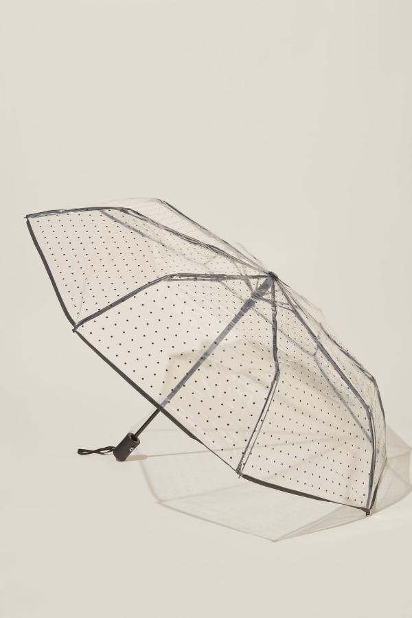 Rubi - Rainy Day Compact Umbrella - Transparent mini dot/black