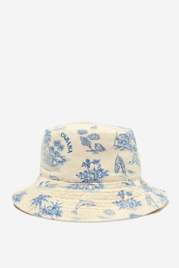 Rubi - Reversible Bianca Bucket Hat - Seaside treasures/white wash