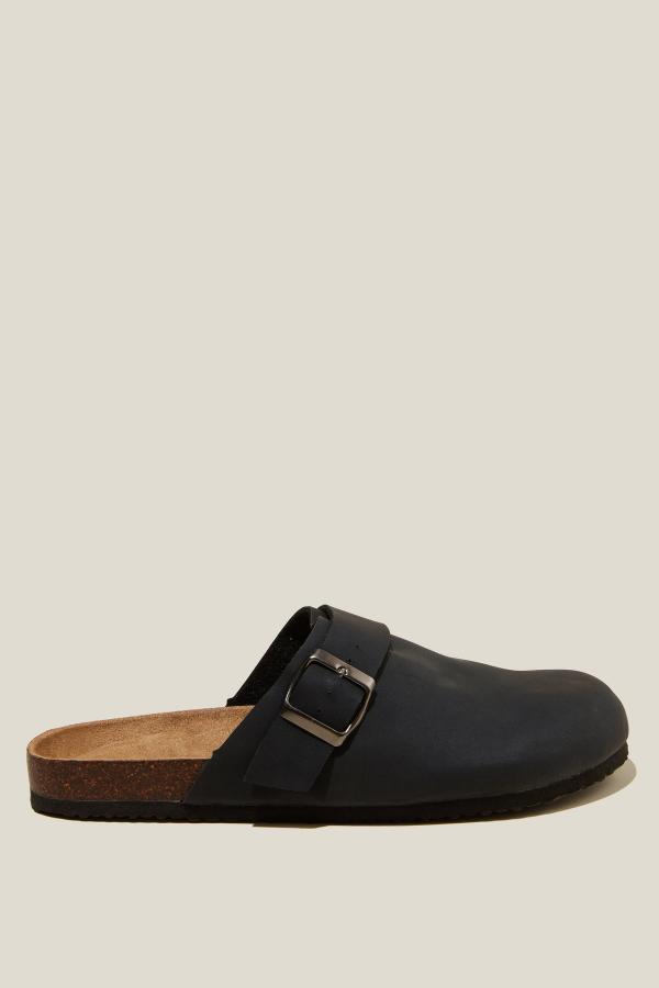 Rubi - Rex Buckle Mule - Black nubuck