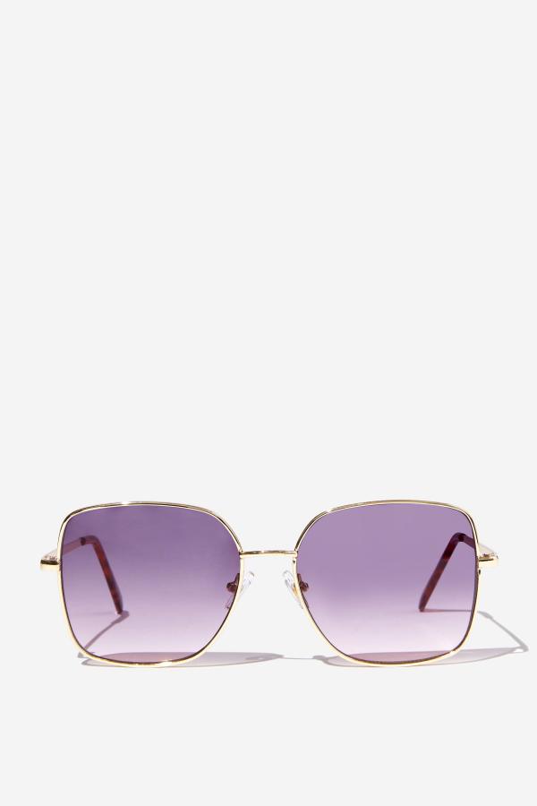 Rubi - Vicky Oversized Metal Sunglasses - Berry/gold