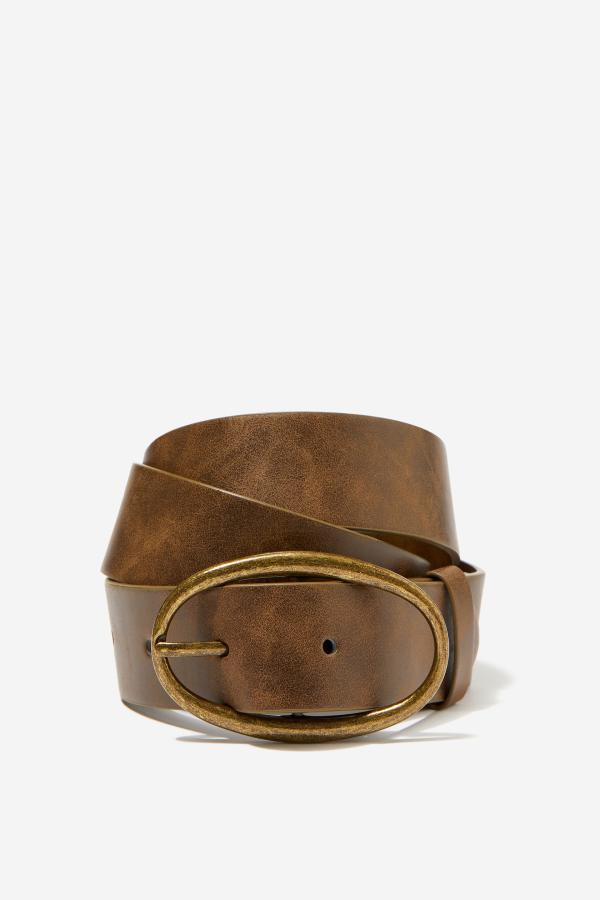 Supré - Antique Buckle Belt - Distressed brown/antique gold