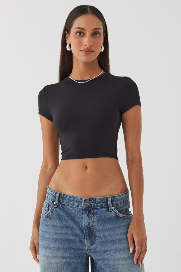 Supré - Luxe Cropped Short Sleeve Top - Black