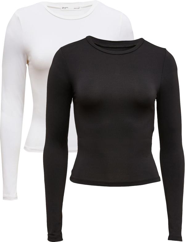 Supre - Multipack 2pk Luxe Long Sleeve Longline Tee - Black/white