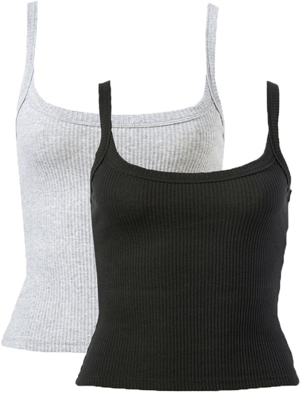 Supre - Multipack 2pk Riri Scoop Neck Tank - Black/grey marle