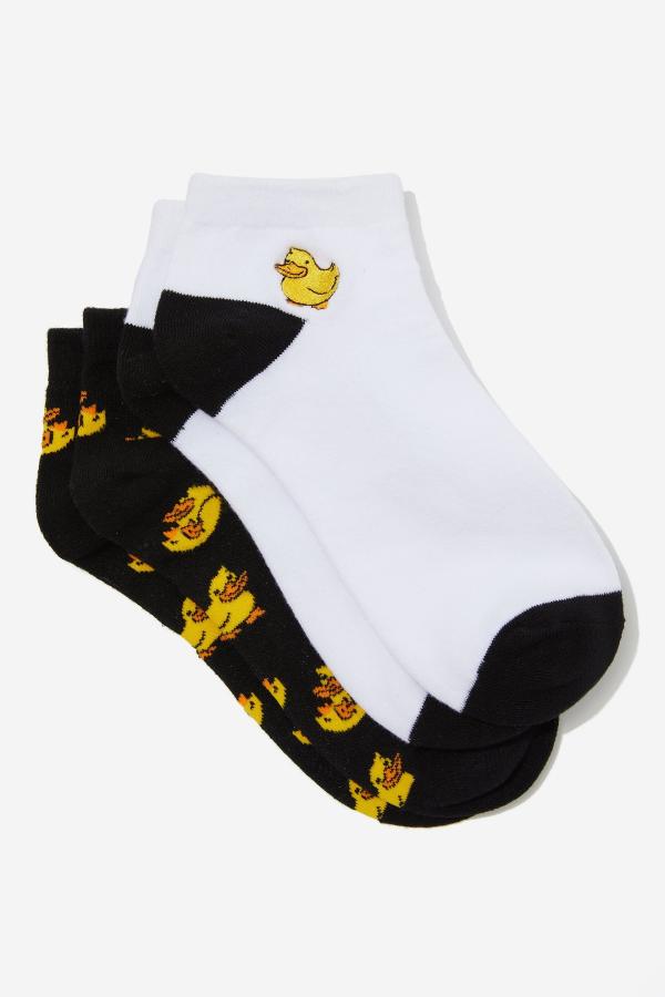 Typo - 2 Pk Of Ankle Socks - Ducks (m/l)