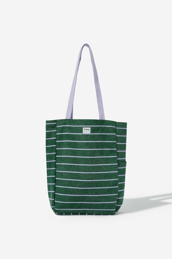 Typo - Art Tote Bag - Varsity stripe/ heritage green & soft lilac