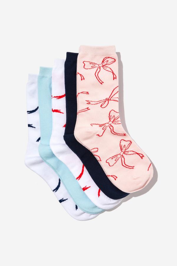 Typo - Box Of Socks - Bows navy and pink (s/m)