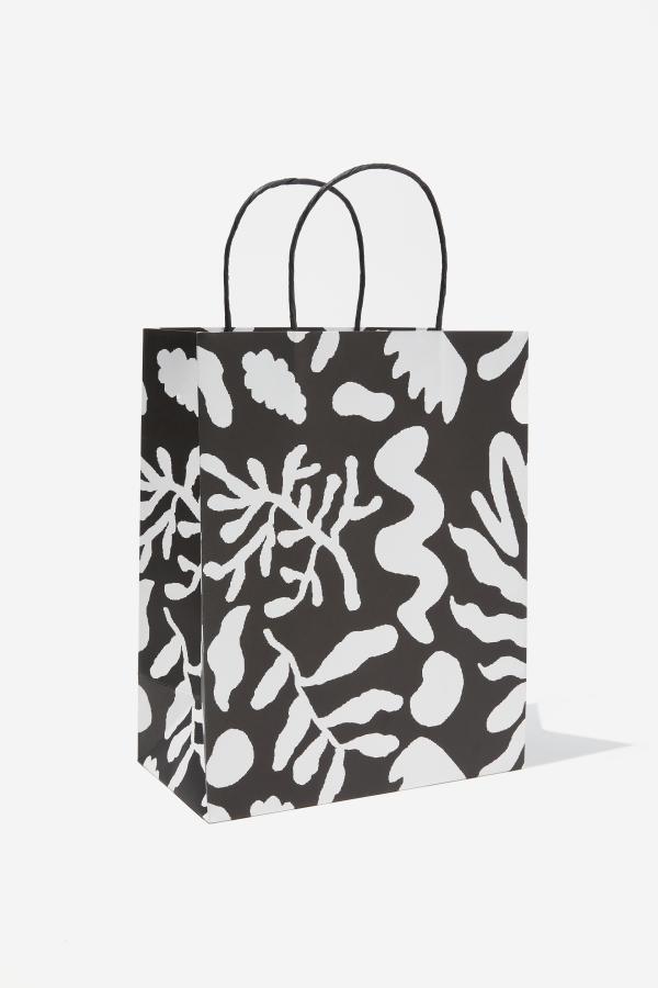 Typo - Get Stuffed Gift Bag - Medium - Abstract foliage black and white invert