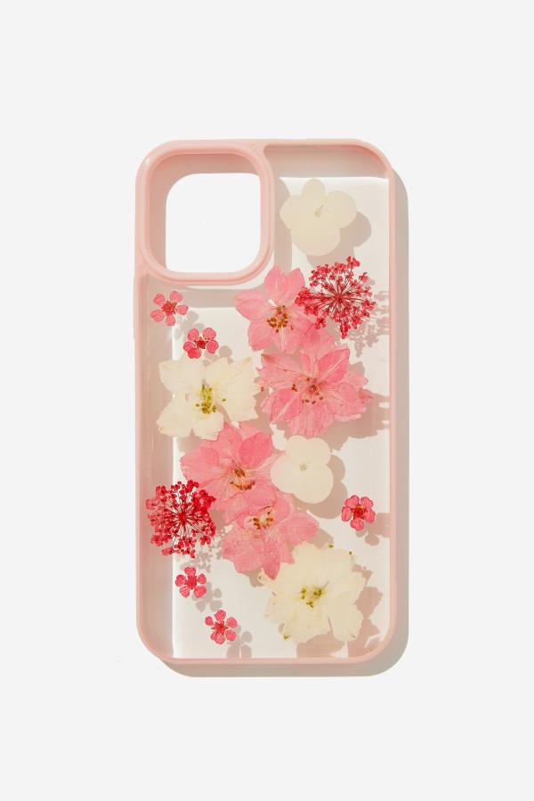Typo - Protective Phone Case Iphone 12, 12 Pro - Trapped garden flowers / pink