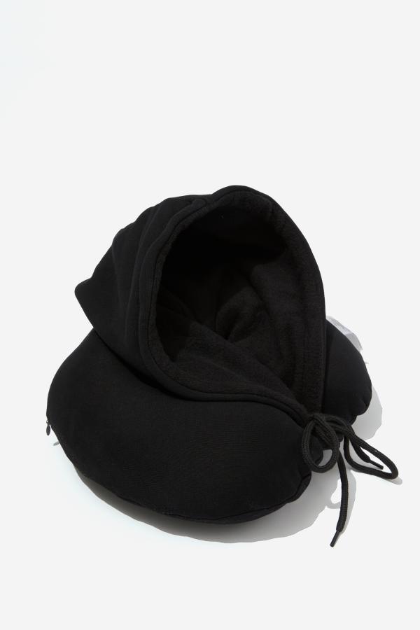 Typo - Travel Hoodie Neck Pillow - Black