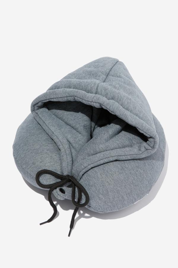 Typo - Travel Hoodie Neck Pillow - Charcoal marle