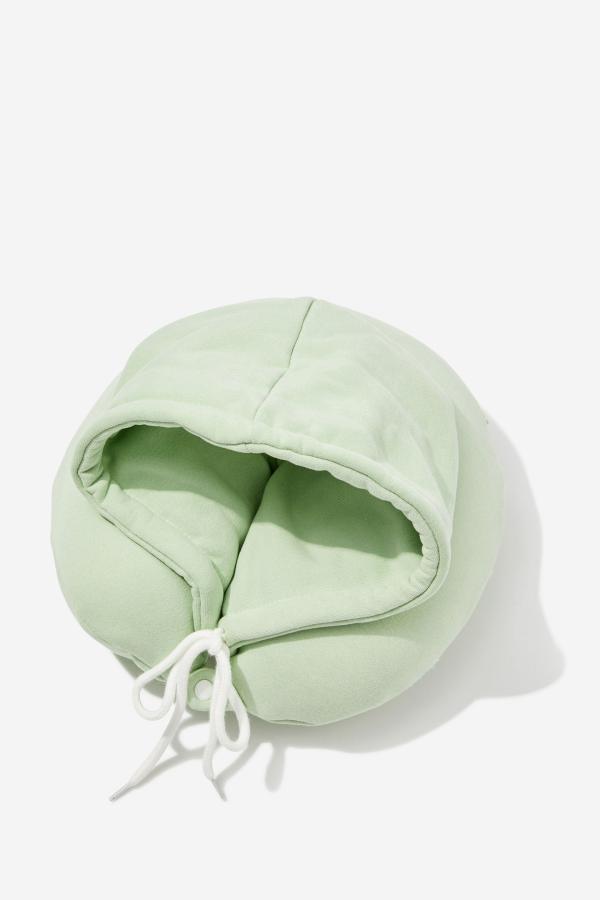 Typo - Travel Hoodie Neck Pillow - Smoke green