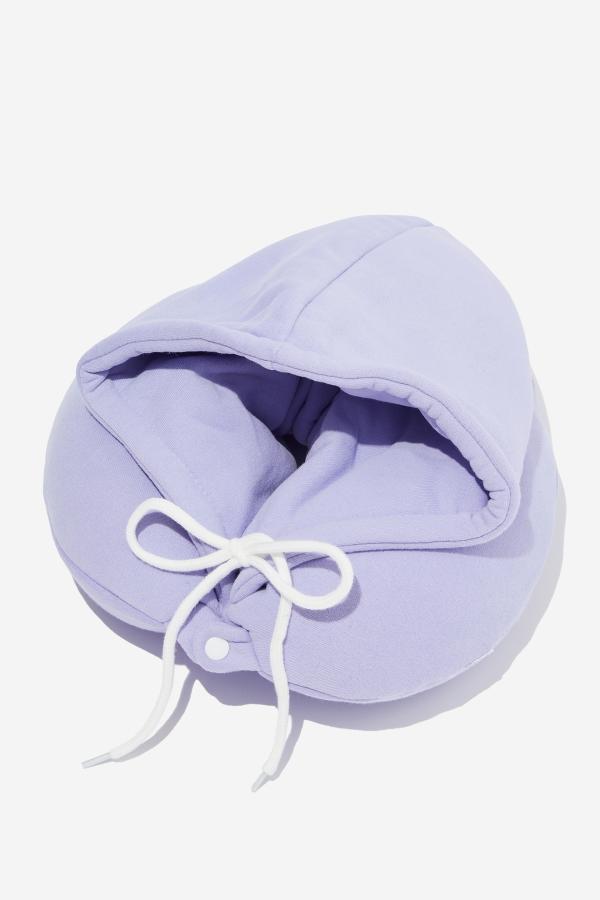 Typo - Travel Hoodie Neck Pillow - Soft lilac