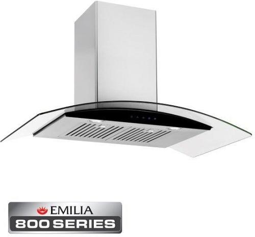 Emilia 90cm Canopy Rangehood - Curved Glass