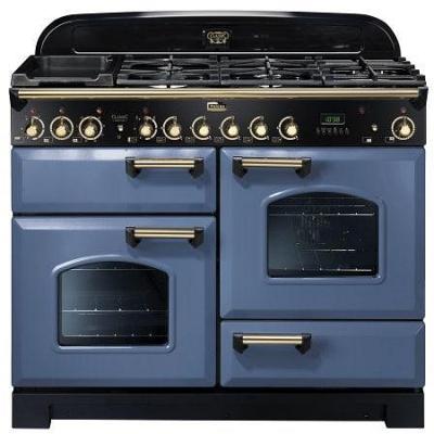 Falcon 110cm Classic Deluxe 5 Burner Dual Fuel Range Cooker - Blue Stone/Brass