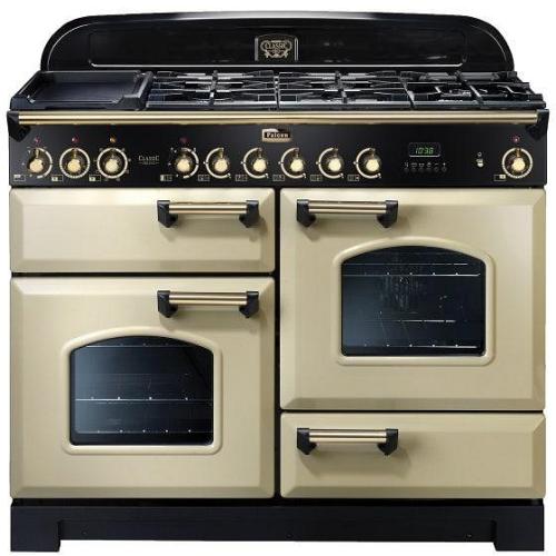 Falcon 110cm Classic Deluxe Dual Fuel Cooker - Cream/Brass