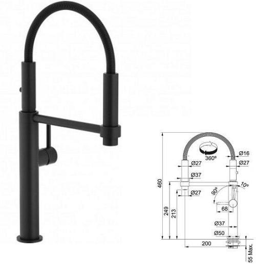 Franke Pescara 360 Semi - Pro Tap - Matte Black