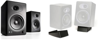 Audioengine A5+ Wireless Bookshelf Speakers with DS2 Speaker Stands (Black)