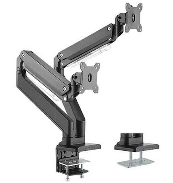 Brateck Dual Monitor Economy Heavy-Duty Gas Spring Monitor Arm with USD 3.0 Ports - 17-35