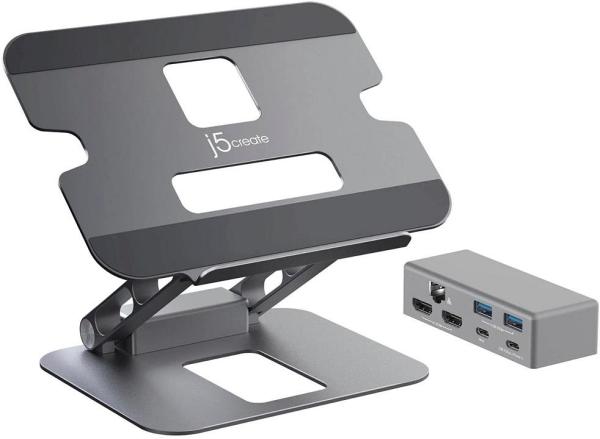 j5create Aluminium Multi-Angle 8-in-1 USB-C 4K Docking Laptop Stand