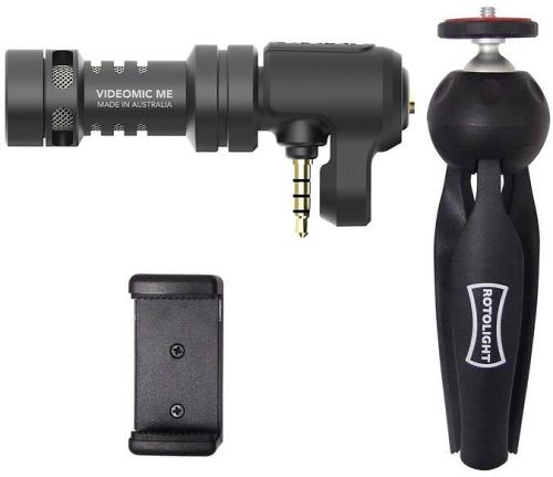 Rode VideoMic Me Vlogging Kit with Rotolight Tabletop Tripod and Phone Clamp