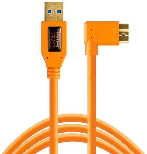 Tether Tools TetherPro USB 3 Micro-B Right Angle Adapter 4.6m Hi-Vis Orange