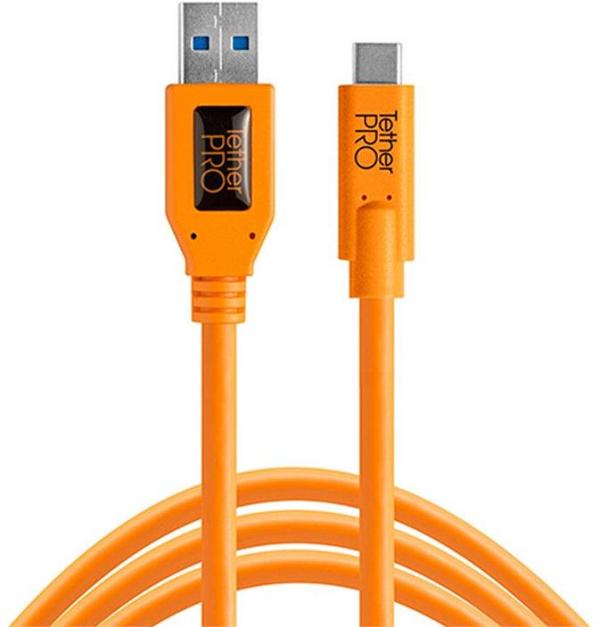 TetherPro USB 3 to USB-C 4.6m Hi-Vis Orange Cable