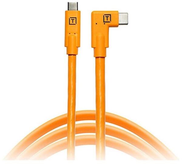 Tetherpro USB-C To USB-C Right Angle 4.6m - Hi Vis Orange Cable
