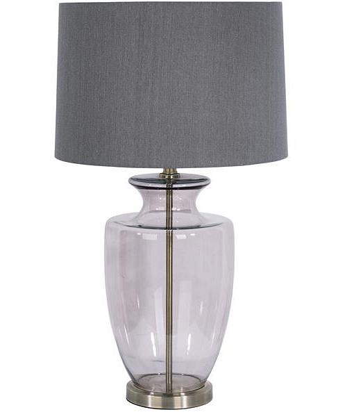 Antique Smoky Glass Table Lamp 73cm