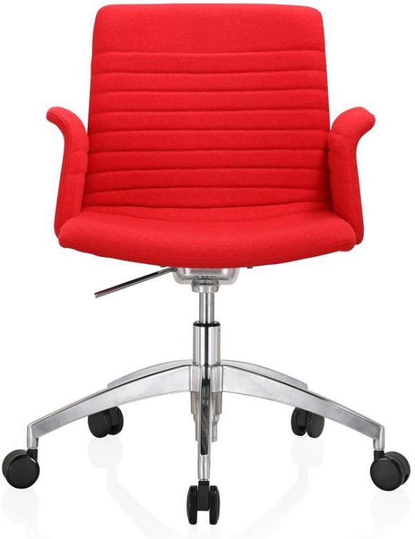 Ariya Mid Back Cashmere Desk Chair with arms Colour Red