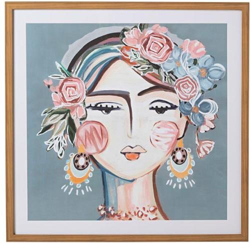 Charmaine Abstract Pink Floral Lady Framed Print 80x80cm