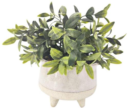 De Fleurs Cream Potted Faux Leafy Plant 28cm