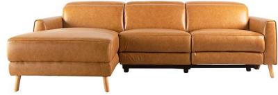 Dunaway 3 Seater Leather Recliner Sofa With Chaise Vintage Tan