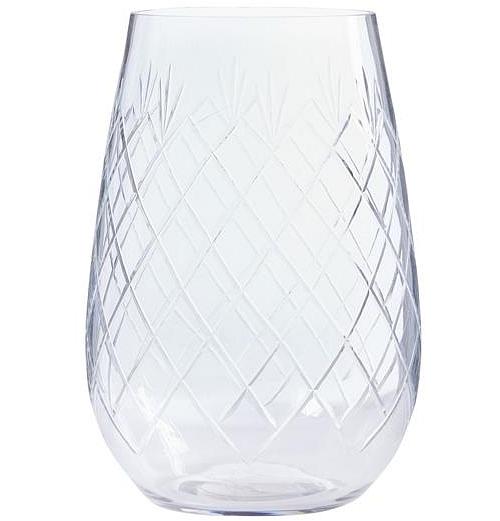 Etched Glass Candle Holder Large 22x11x15cm