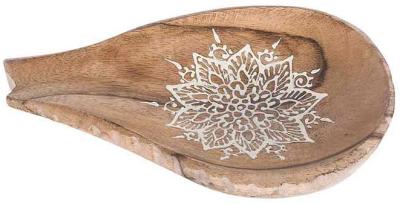 Frieze Wooden Henna Teardrop Dish 8x5cm