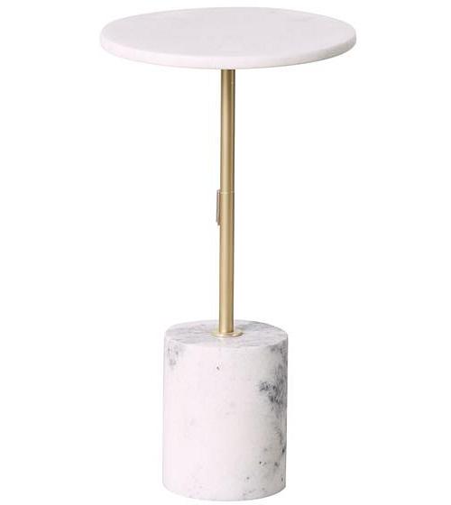 Layla White Marble Round Side Table Small 30x56.5cm