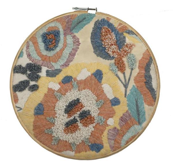 Pastel Floral Embroidered Wall Art 38cm