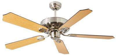 Portland Indoor AC Ceiling Fan Brushed Nickel - Pale Oak or Black finish Reversible Blades 132cm