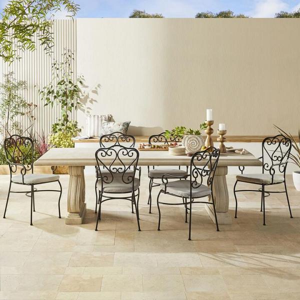 Roman Stone Table 260cm with 6 Manette Outdoor Dining Chair Black Package