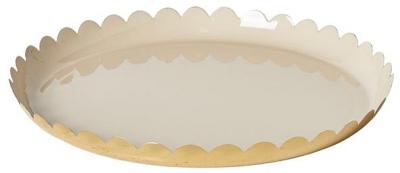 Scalloped White and Gold Platter 39x4cm